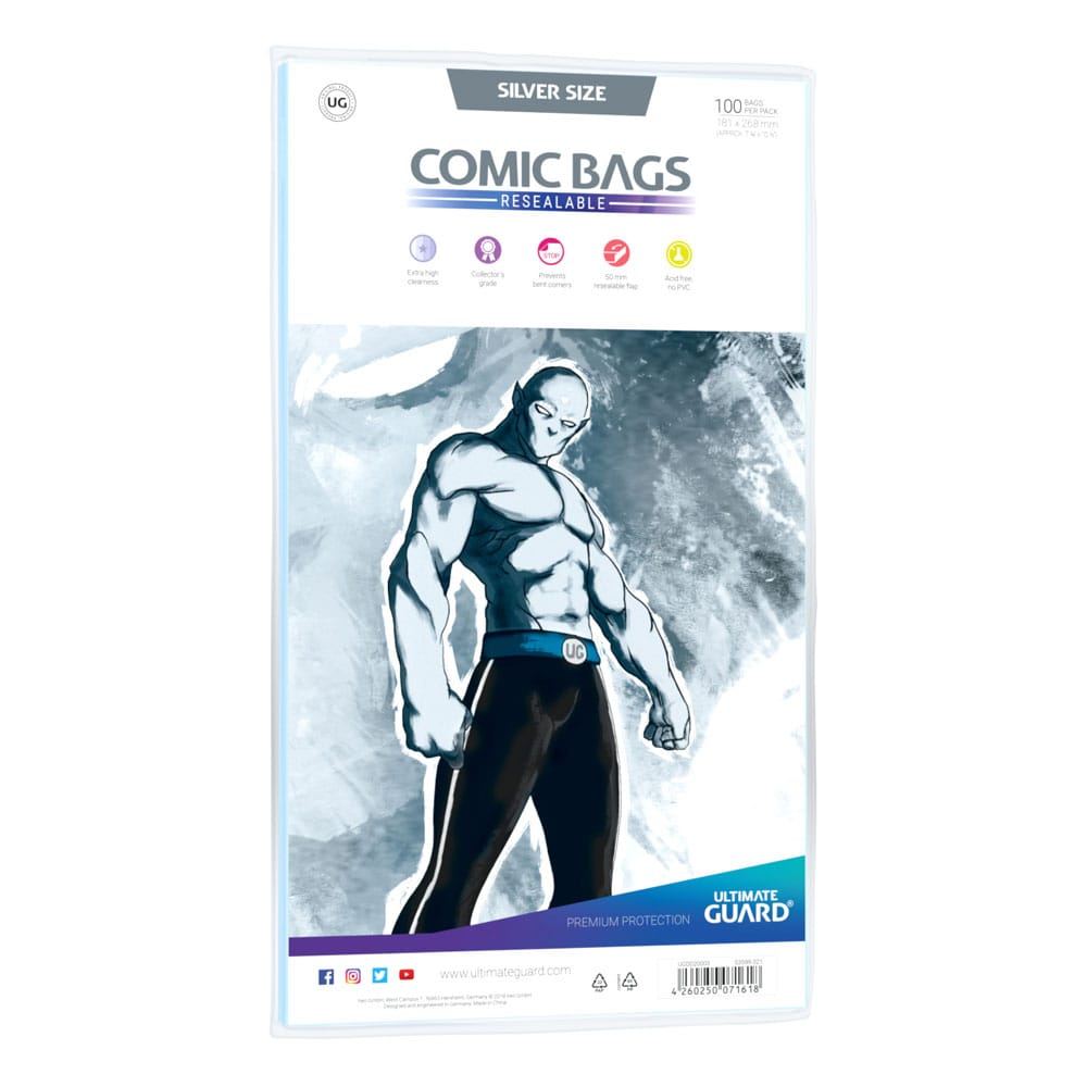 Comic Ultimate Guard Comic Bags Bolsas con cierre reutilizable de Comics Silver Size (100)