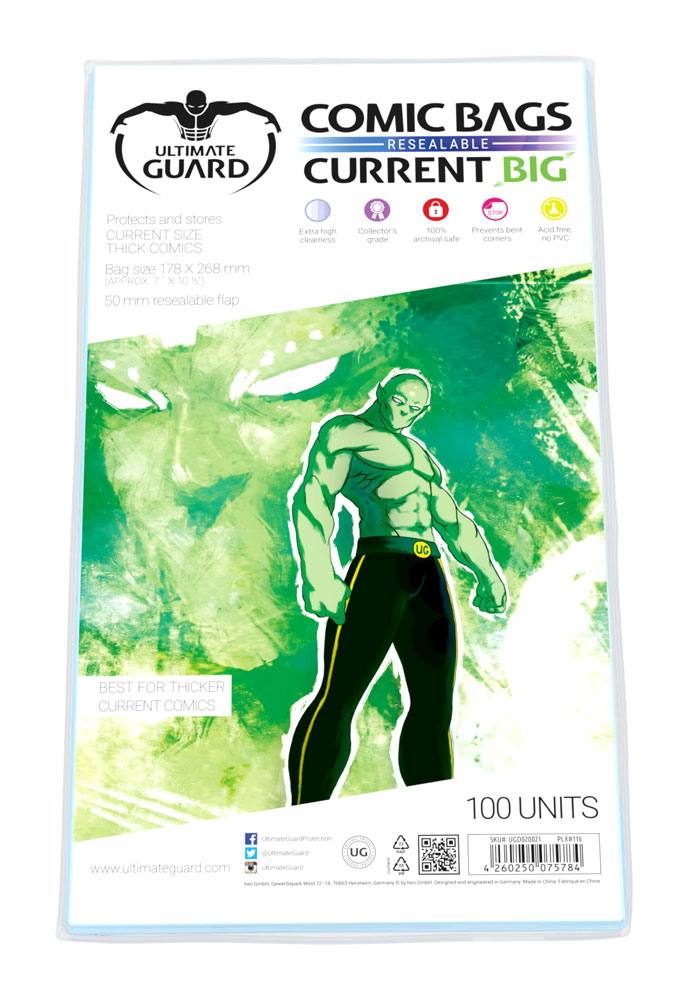 Comic Ultimate Guard Comic Bags BIG Bolsas con cierre reutilizable de Comics Current Size (100)